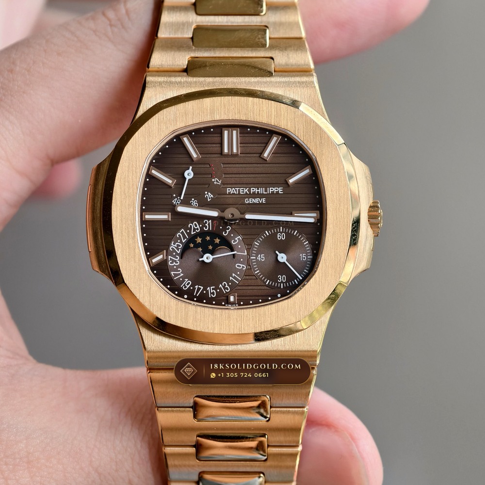 Patek Philippe Nautilus Moonphase & Power Reserve 18K Rose Gold Reference 5712/1R-001 — Hallmarked Edition