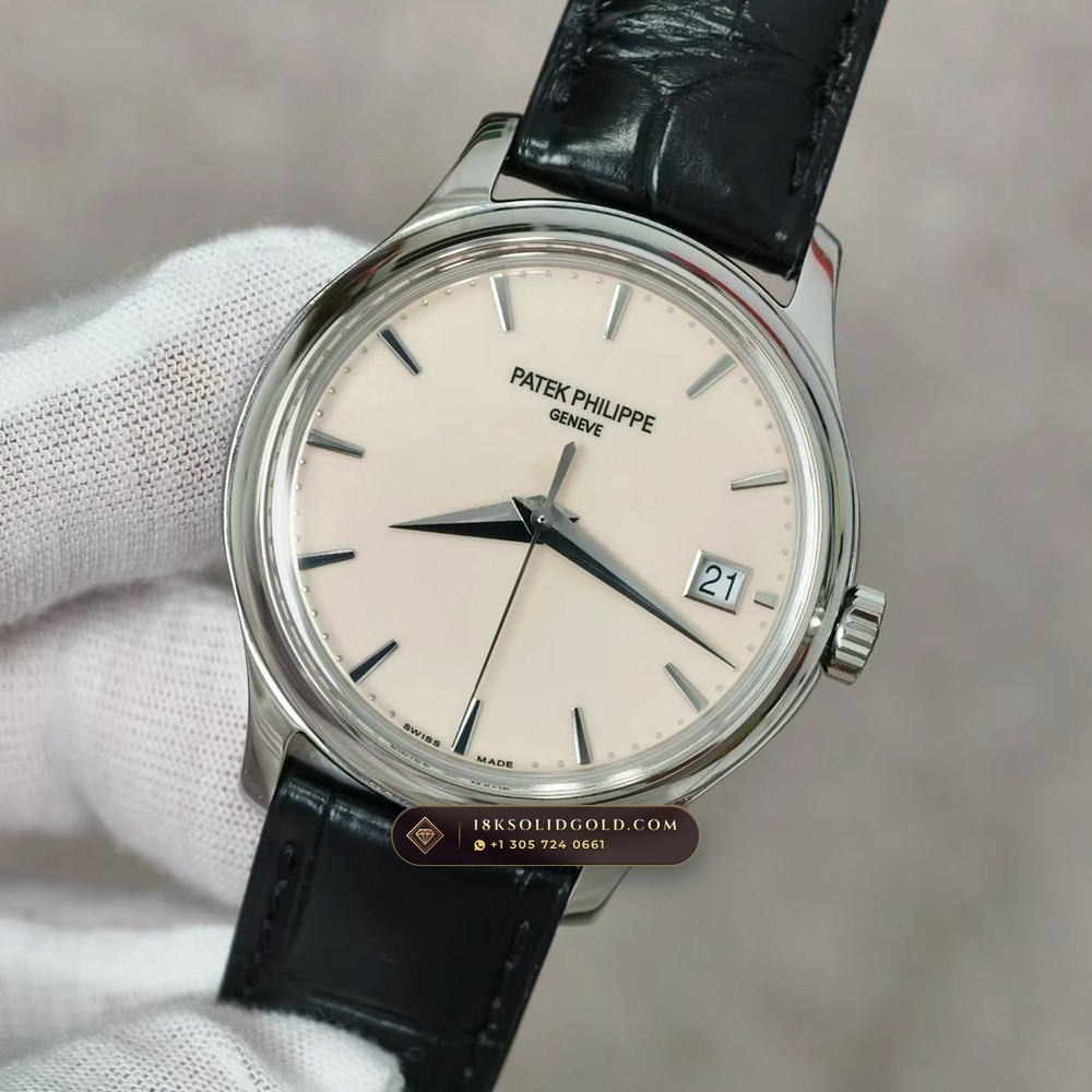 Patek Philippe Calatrava Automatic 18K White Gold Reference 5227G-001 — Hallmarked Edition angle 3