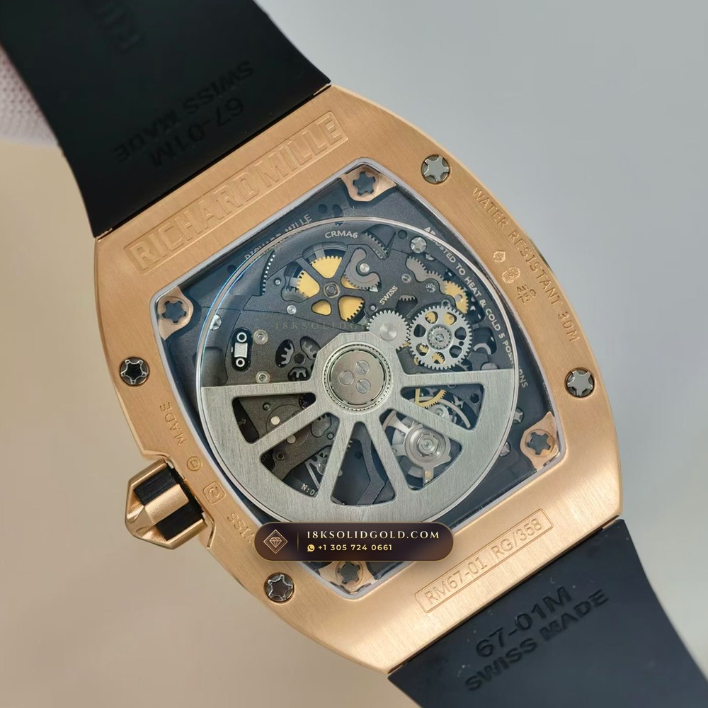 Richard Mille RM 67-01 Automatic Extra-Flat 18K Rose Gold — Hallmarked Edition — Studio Gallery Plate VII in 18K Rose Gold Au750 (73.4g Verified Mass, Richard Mille Cal. CRMA6 - Platinum Rotor)