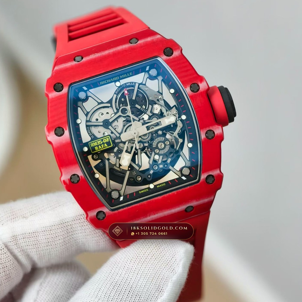 Richard Mille RM 35-02 Rafael Nadal Automatic Crimson Quartz TPT 5-Axis CNC Case — Salon Edition angle 2