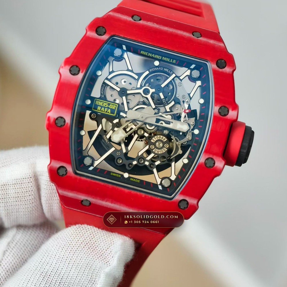Richard Mille RM 35-02 Rafael Nadal Automatic Crimson Quartz TPT 5-Axis CNC Case — Salon Edition angle 3