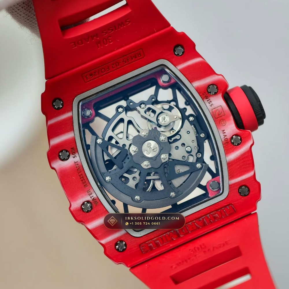 Richard Mille RM 35-02 Rafael Nadal Automatic Crimson Quartz TPT 5-Axis CNC Case — Salon Edition — Studio Gallery Plate VII in Carbon TPT & Grade 5 Titanium (50.7g Verified Mass, Richard Mille Cal. RMAL1 Variable-Geometry Rotor)
