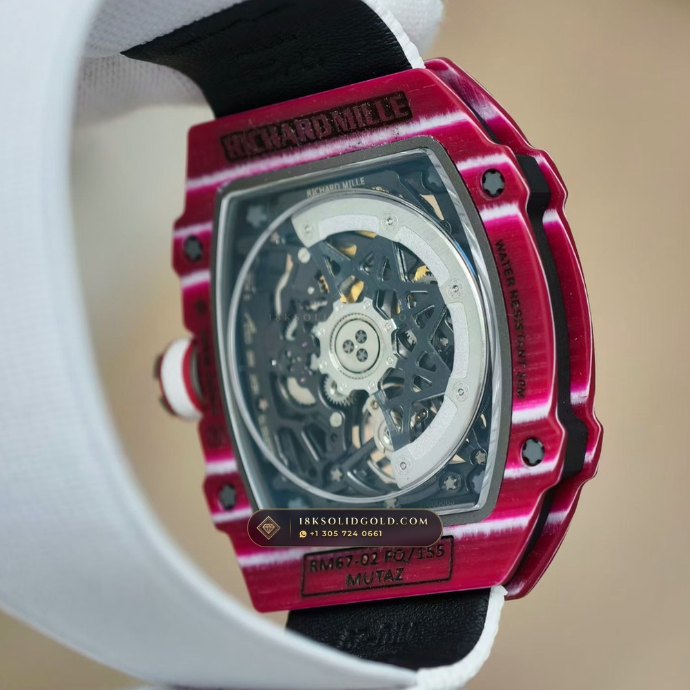 Richard Mille RM 67-02 Automatic Extra-Flat Mutaz Barshim Crimson Quartz TPT 5-Axis CNC Case — Salon Edition — Studio Gallery Plate VII in Carbon TPT & Grade 5 Titanium (33.2g Verified Mass, Richard Mille Cal. CRMA7 Skeletonized Titanium)