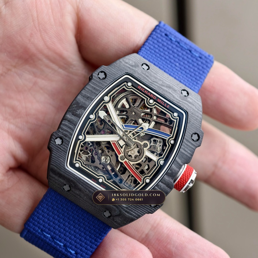 Richard Mille RM 67-02 Automatic Extra-Flat Sebastien Ogier Carbon TPT Free-Sprung Calibre 5-Axis CNC Case — Salon Edition angle 3