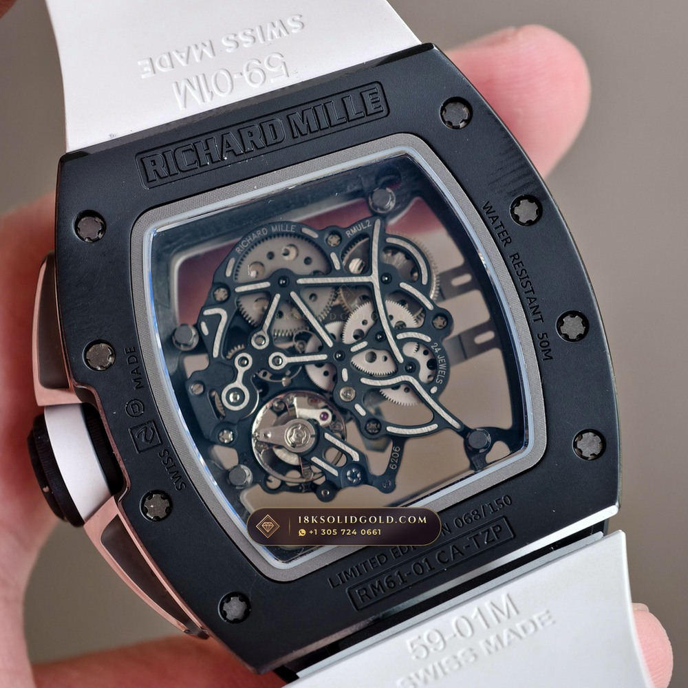 Richard Mille RM 61-01 Yohan Blake Asymmetric Carbon TPT Skeleton — Salon Edition — Studio Gallery Plate VII in Carbon TPT & Grade 5 Titanium (55.6g Verified Mass, Richard Mille Cal. RMUL2 Free-Sprung Skeleton)
