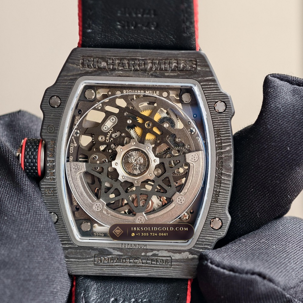 Richard Mille RM 67-02 Automatic Extra-Flat Italy Limited Edition Chronometer Regulated Spec — Salon Edition — Studio Gallery Plate VII in Carbon TPT & Grade 5 Titanium (33.6g Verified Mass, Richard Mille Cal. CRMA7 Skeletonized Titanium)