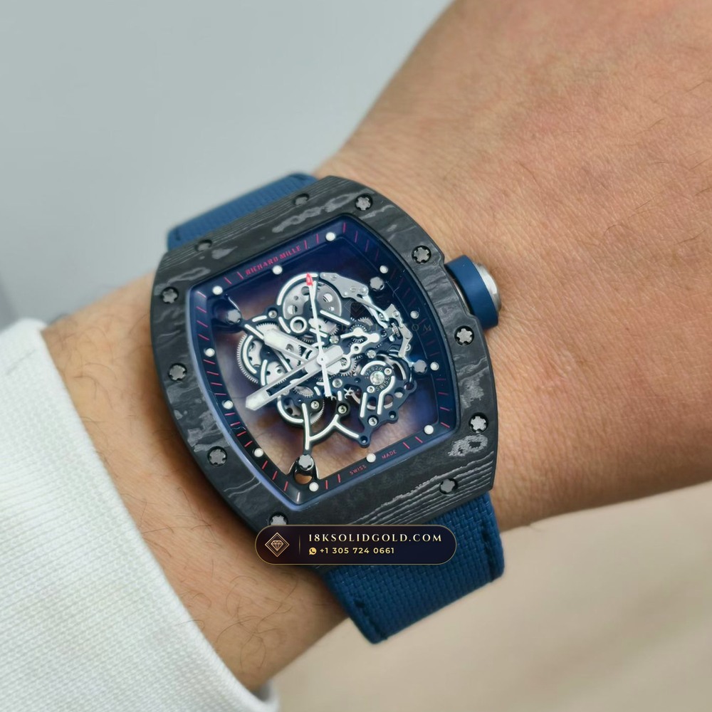 Richard Mille RM 055 Bubba Watson Manual Winding Americas Limited Edition — Salon Edition — Studio Gallery Plate IX in Carbon TPT & Grade 5 Titanium (66.1g Verified Mass, Richard Mille Cal. RMUL2 Grade 5 Titanium Skeleton)