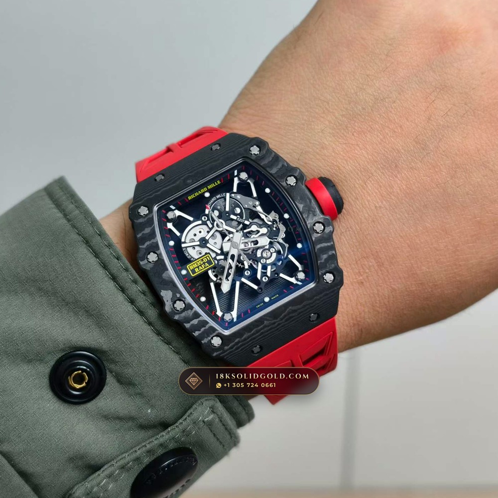 Richard Mille RM 35-01 Rafael Nadal Manual Winding Sapphire Caseback Spec — Salon Edition — Studio Gallery Plate IX in Carbon TPT & Grade 5 Titanium (50.7g Verified Mass, Richard Mille Cal. RMUL3 Grade 5 Titanium Skeleton)