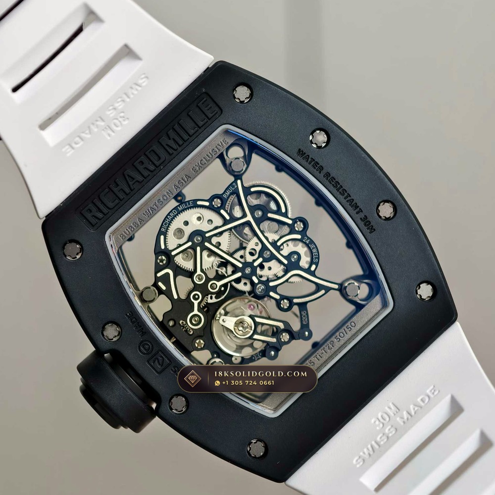 Richard Mille RM 055 Bubba Watson Manual Winding Asia Exclusive Edition Geneva Atelier Spec — Salon Edition — Studio Gallery Plate VII in ATZ White Ceramic & Grade 5 Titanium (66.8g Verified Mass, Richard Mille Cal. RMUL2 Grade 5 Titanium Skeleton)