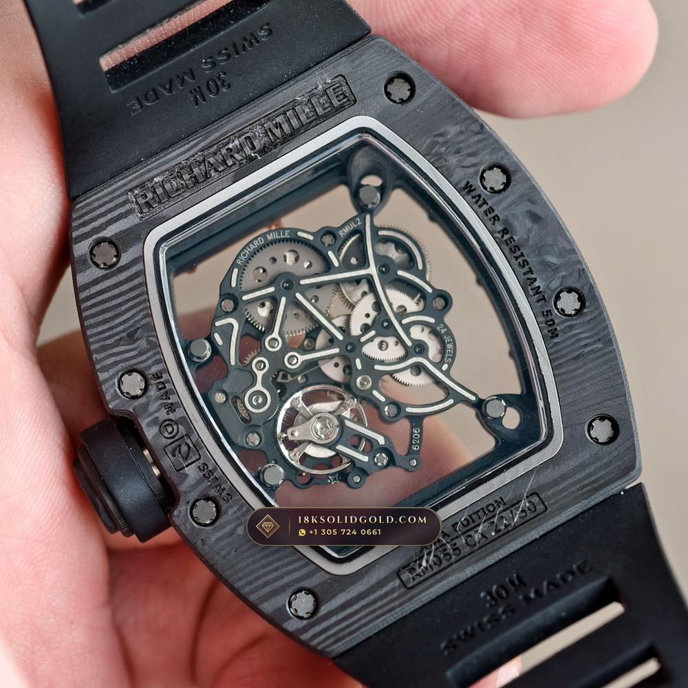 Richard Mille RM 055 Bubba Watson Manual Winding Asia Limited Edition — Salon Edition — Studio Gallery Plate VII in Carbon TPT & Grade 5 Titanium (66.8g Verified Mass, Richard Mille Cal. RMUL2 Grade 5 Titanium Skeleton)