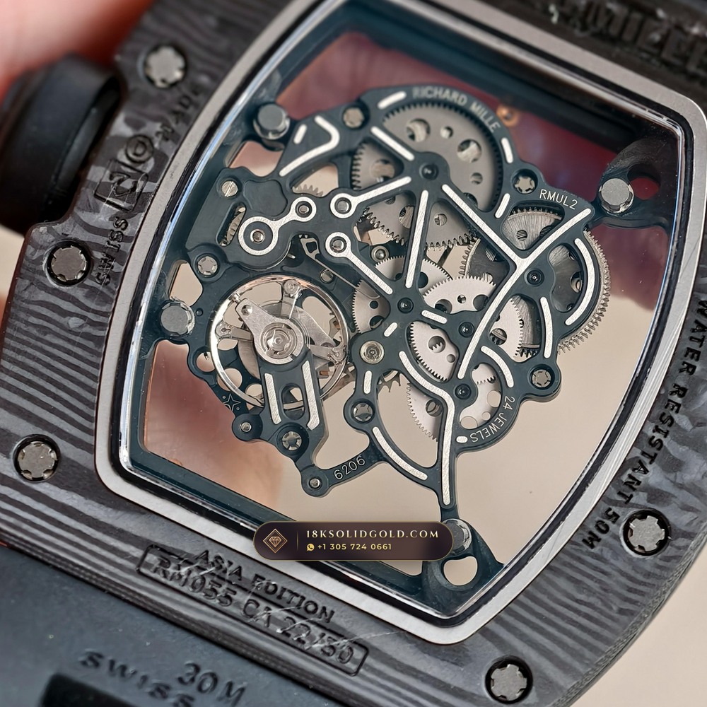 Richard Mille RM 055 Bubba Watson Manual Winding Asia Limited Edition — Salon Edition — Studio Gallery Plate VIII in Carbon TPT & Grade 5 Titanium (66.8g Verified Mass, Richard Mille Cal. RMUL2 Grade 5 Titanium Skeleton)