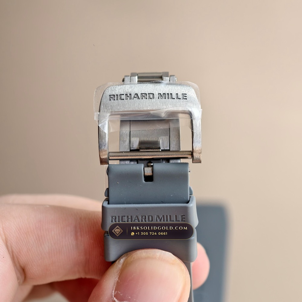 Richard Mille RM 055 Bubba Watson Manual Winding Sunburst Rhodium / Slate Grey Dial — Salon Edition — Studio Gallery Plate VIII in ATZ White Ceramic & Grade 5 Titanium (66.7g Verified Mass, Richard Mille Cal. RMUL2 Grade 5 Titanium Skeleton)