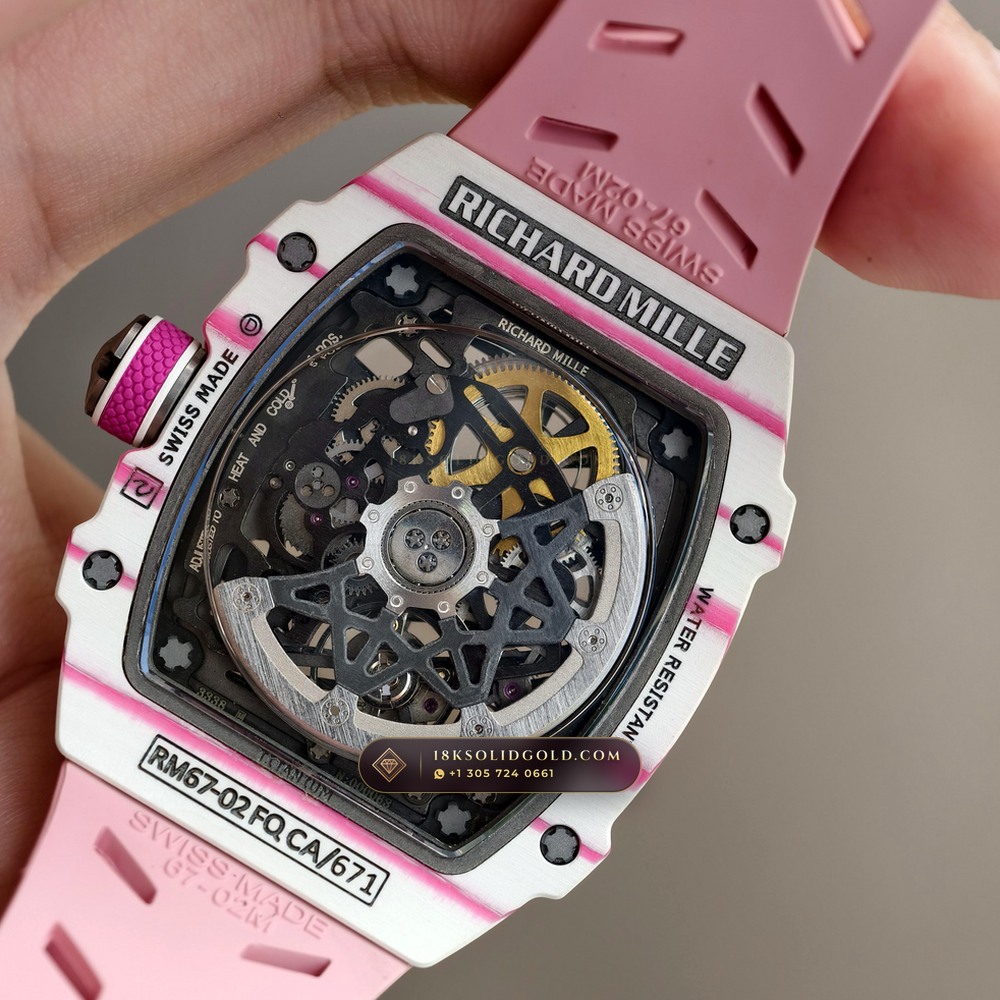 Richard Mille RM 67-02 Automatic Extra-Flat Pink Quartz TPT — Salon Edition — Studio Gallery Plate VIII in Carbon TPT & Grade 5 Titanium (33.3g Verified Mass, Richard Mille Cal. CRMA7 Skeletonized Titanium)