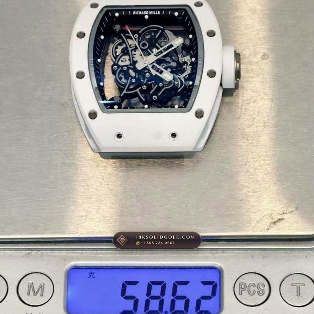 Richard Mille RM 055 Bubba Watson Manual Winding Monte-Carlo Showroom Spec — Salon Edition — Studio Gallery Plate VIII in ATZ White Ceramic & Grade 5 Titanium (66.5g Verified Mass, Richard Mille Cal. RMUL2 Grade 5 Titanium Skeleton)