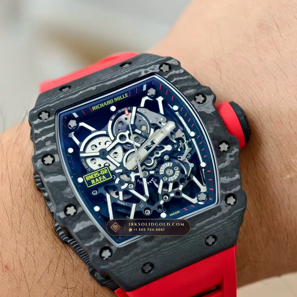 Richard Mille RM 35-02 Rafael Nadal Automatic 5-Axis CNC Case — Salon Edition — Studio Gallery Plate VIII in Carbon TPT & Grade 5 Titanium (50.3g Verified Mass, Richard Mille Cal. RMAL1 Variable-Geometry Rotor)