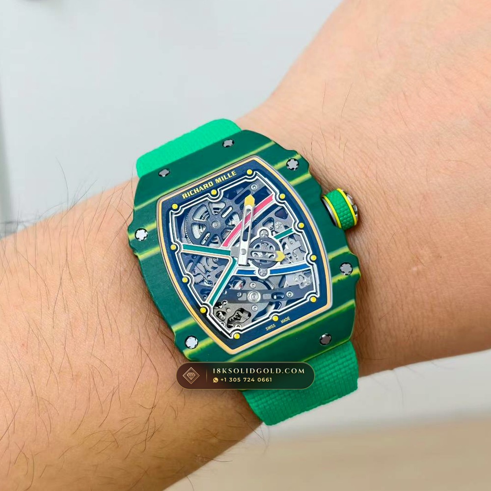 Richard Mille RM 67-02 Automatic Extra-Flat Wayde van Niekerk Green & Yellow Quartz TPT Geneva Atelier Spec — Salon Edition — Studio Gallery Plate VII in Carbon TPT & Grade 5 Titanium (33.3g Verified Mass, Richard Mille Cal. CRMA7 Skeletonized Titanium)