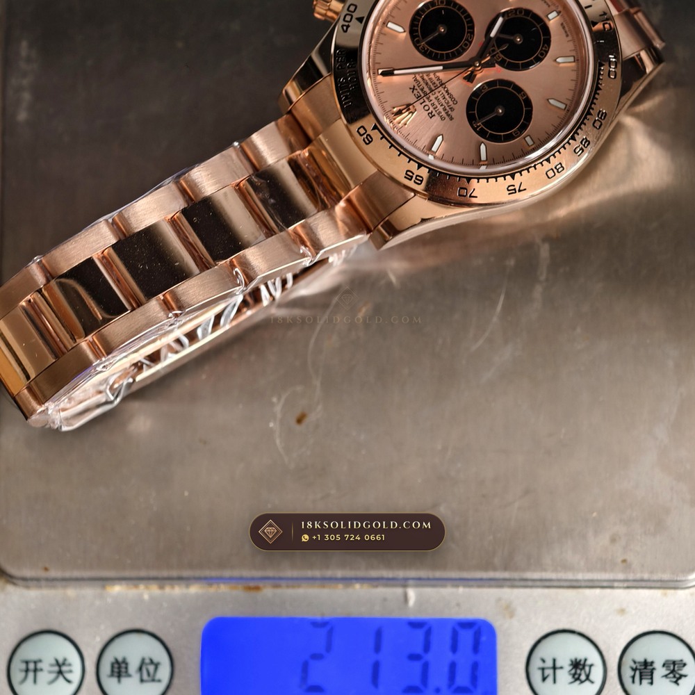 Rolex Cosmograph Daytona Sundust Dial & Black Subdials 18K Everose Gold Reference 126505 — Hallmarked Edition — Studio Gallery Plate IX in 18K Rose Gold Au750 (216.2g Verified Mass, Rolex Manufacture Cal. 4131 - 72h Power Reserve)