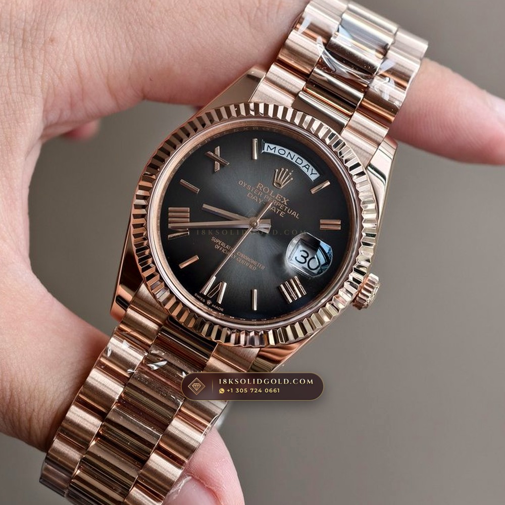 Rolex Day-Date 40 Graduated Slate Ombre Dial 18K Everose Gold Reference 228235 — Hallmarked Edition detail
