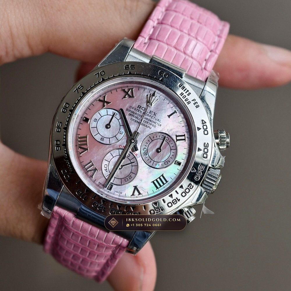 Rolex Cosmograph Daytona Beach Turquoise Blue Mother-of-Pearl 18K White Gold Reference 116519 — Hallmarked Edition angle 3