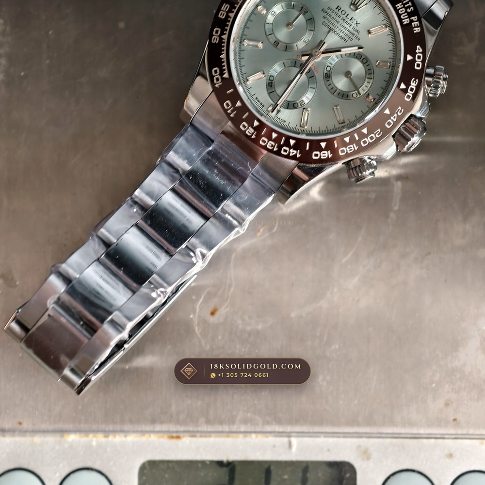 Rolex Cosmograph Daytona Platona Ice-Blue Baguette Diamond Dial 950 Platinum Reference 116506 — Hallmarked Edition — Studio Gallery Plate VIII in 950 Platinum Pt950 (282.0g Verified Mass, Rolex Manufacture Cal. 4130 - 72h Power Reserve)