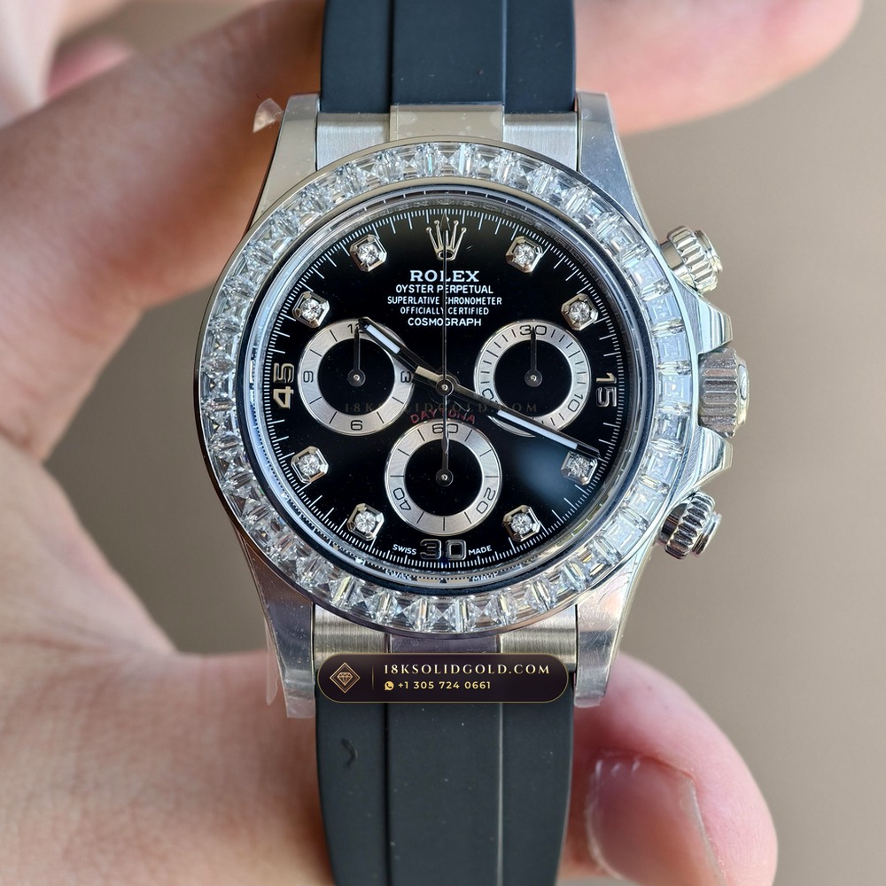 Rolex Cosmograph Daytona Diamond-Set Bezel 18K White Gold Reference 116519LN — Hallmarked Edition