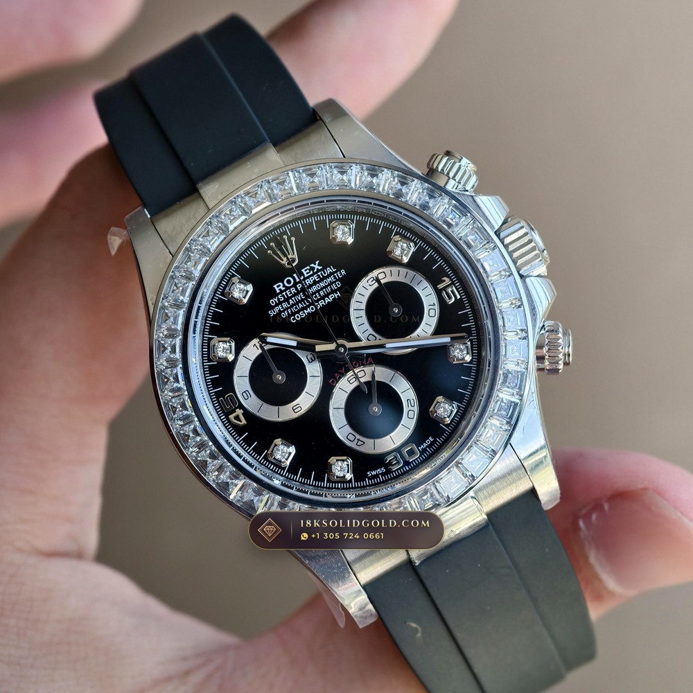 Rolex Cosmograph Daytona Diamond-Set Bezel 18K White Gold Reference 116519LN — Hallmarked Edition angle 2