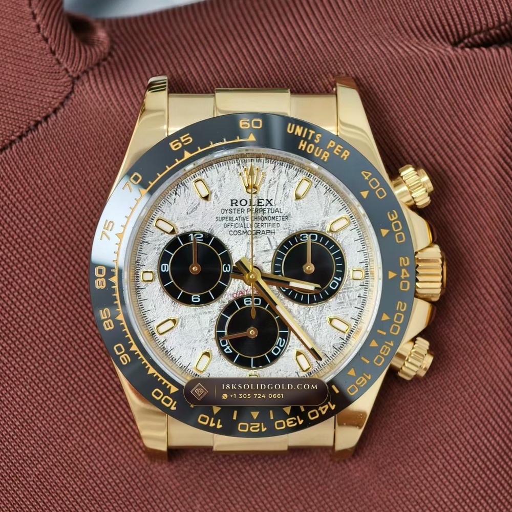 Rolex Cosmograph Daytona Gibeon Meteorite Dial 18K Yellow Gold Reference 116518LN — Hallmarked Edition angle 3