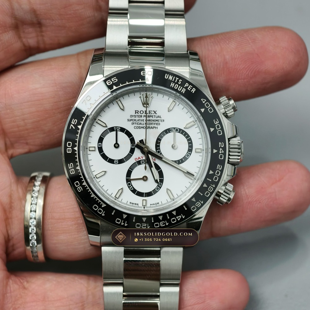 Rolex Cosmograph Daytona Custom SW Dial Deep Crystal Optics Reference 126500 — Salon Edition angle 2