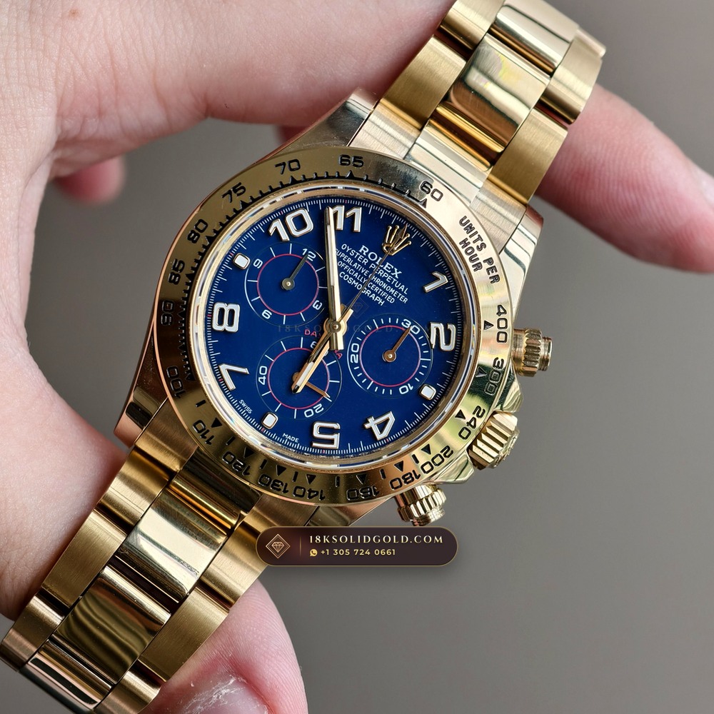 Rolex Cosmograph Daytona 18K Yellow Gold Reference 116528 — Hallmarked Edition angle 3