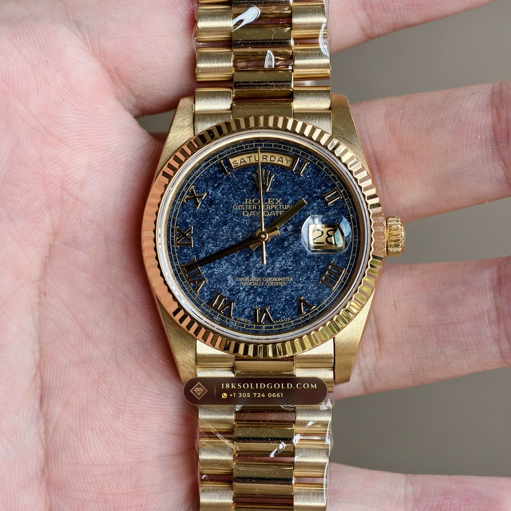 Rolex Day-Date 36 Natural Ferrite Stone Dial 18K Yellow Gold Reference 18238 — Hallmarked Edition
