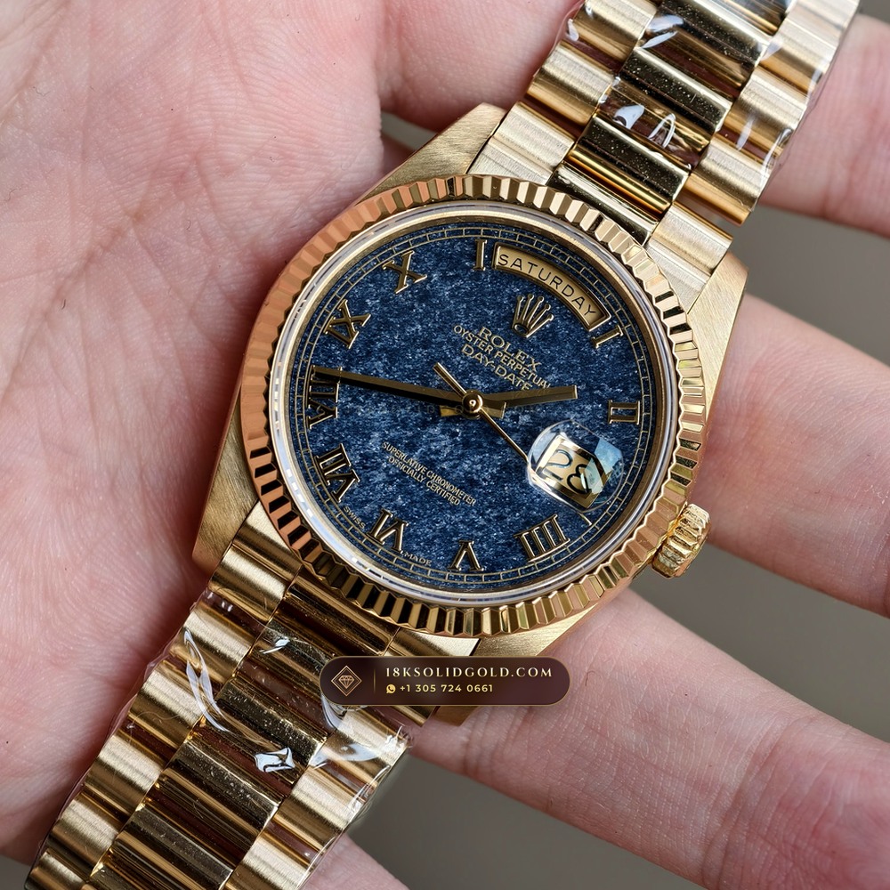 Rolex Day-Date 36 Natural Ferrite Stone Dial 18K Yellow Gold Reference 18238 — Hallmarked Edition angle 3