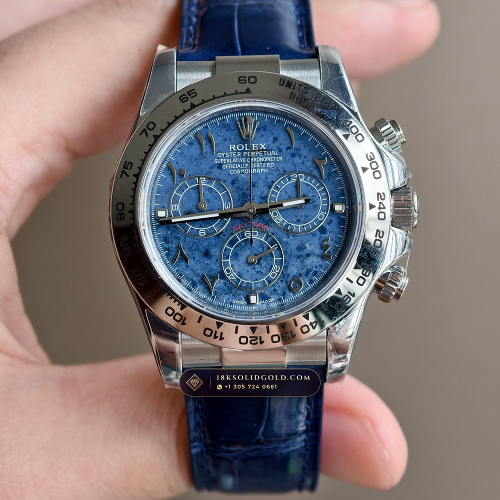 Rolex Cosmograph Daytona Blue Sodalite Stone Dial 18K White Gold Reference 116589SACI — Hallmarked Edition