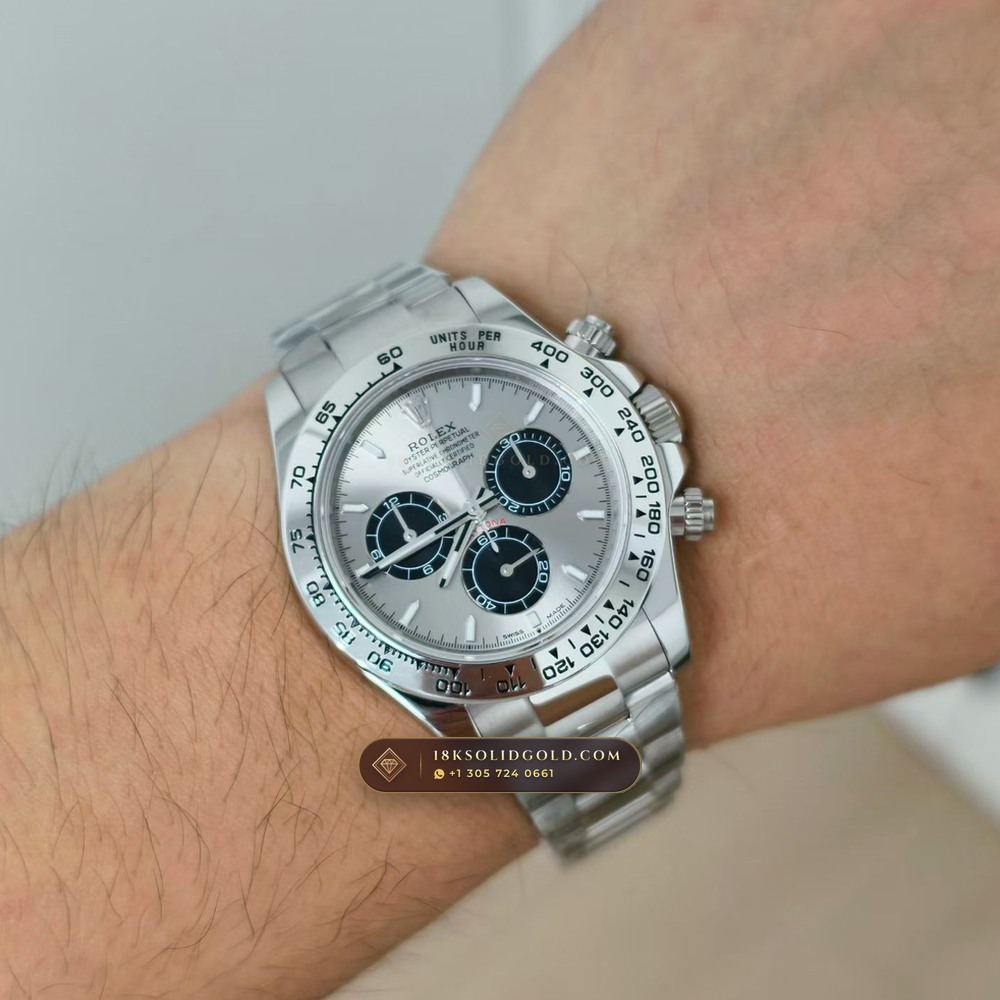 Rolex Cosmograph Daytona 18K White Gold Geneva Atelier Spec Reference 126509 — Hallmarked Edition — Studio Gallery Plate IX in 18K White Gold Au750 (216.2g Verified Mass, Rolex Manufacture Cal. 4131 - 72h Power Reserve)