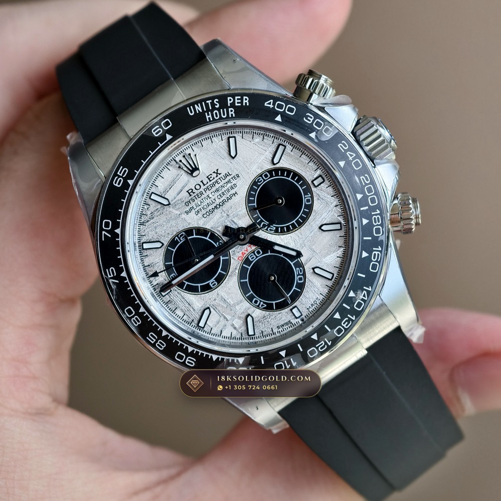 Rolex Cosmograph Daytona Gibeon Meteorite Dial 18K White Gold Reference 126519LN — Hallmarked Edition angle 2