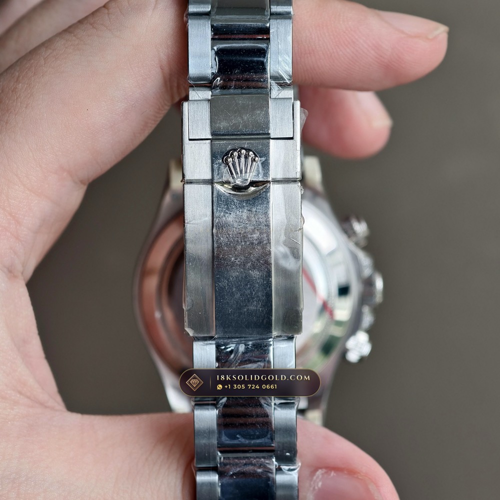 Rolex Cosmograph Daytona Rainbow Sapphire Bezel Diamond-Set Bezel 18K White Gold Reference 126599RBOW — Hallmarked Edition — Studio Gallery Plate VIII in 18K White Gold Au750 (216.3g Verified Mass, Rolex Manufacture Cal. 4131 - 72h Power Reserve)