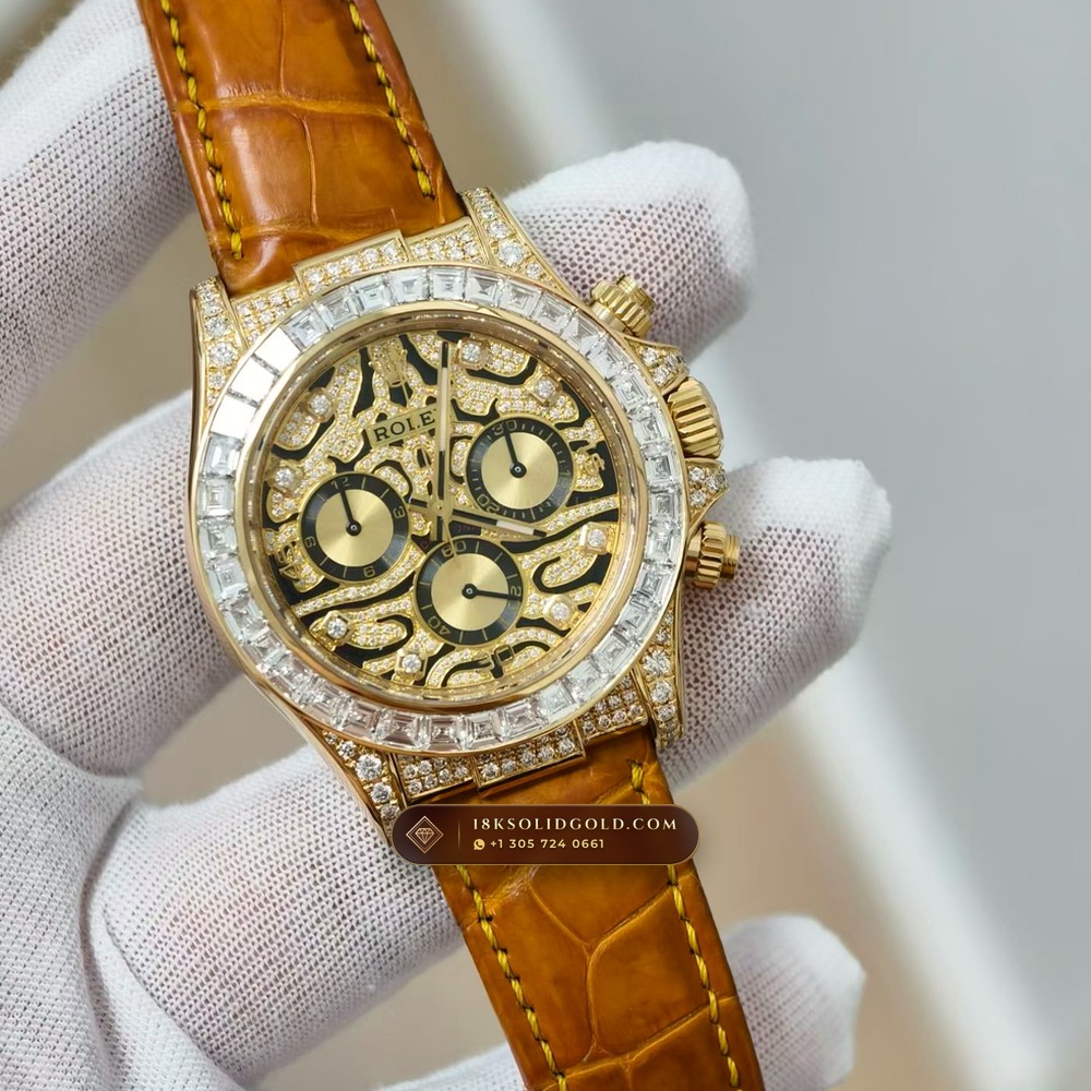 Rolex Cosmograph Daytona Baguette Diamond Edition 18K Yellow Gold Reference 116588TBR — Hallmarked Edition angle 2