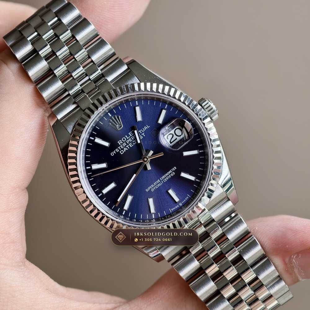 Rolex Datejust 36 Graduated Royal Blue Sunburst Dial Reference 126231 — Salon Edition angle 2