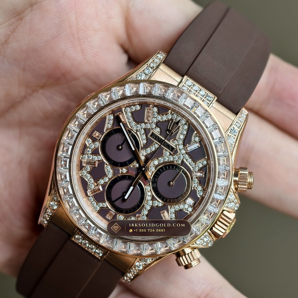 Rolex Cosmograph Daytona Giraffe Off-Catalogue Diamond Edition 18K Everose Gold Reference 126555TBR — Hallmarked Edition angle 3