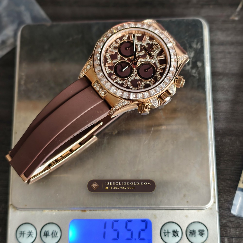 Rolex Cosmograph Daytona Giraffe Off-Catalogue Diamond Edition 18K Everose Gold Reference 126555TBR — Hallmarked Edition — Studio Gallery Plate IX in 18K Rose Gold Au750 (216.4g Verified Mass, Rolex Manufacture Cal. 4131 - 72h Power Reserve)