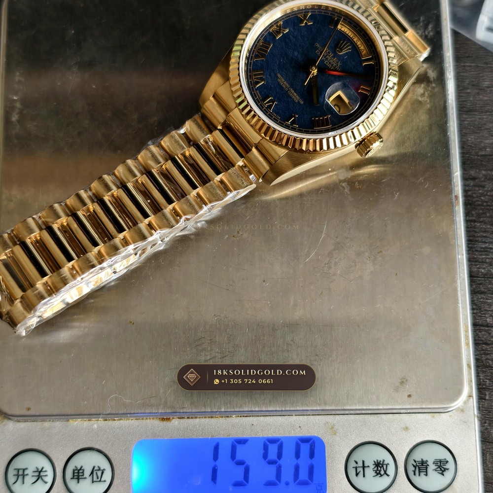 Rolex Day-Date 36 Natural Ferrite Stone Dial 18K Yellow Gold Deep Crystal Optics Reference 18238 — Hallmarked Edition — Studio Gallery Plate IX in 18K Yellow Gold Au750 (141.8g Verified Mass, Rolex Manufacture Cal. 3155)