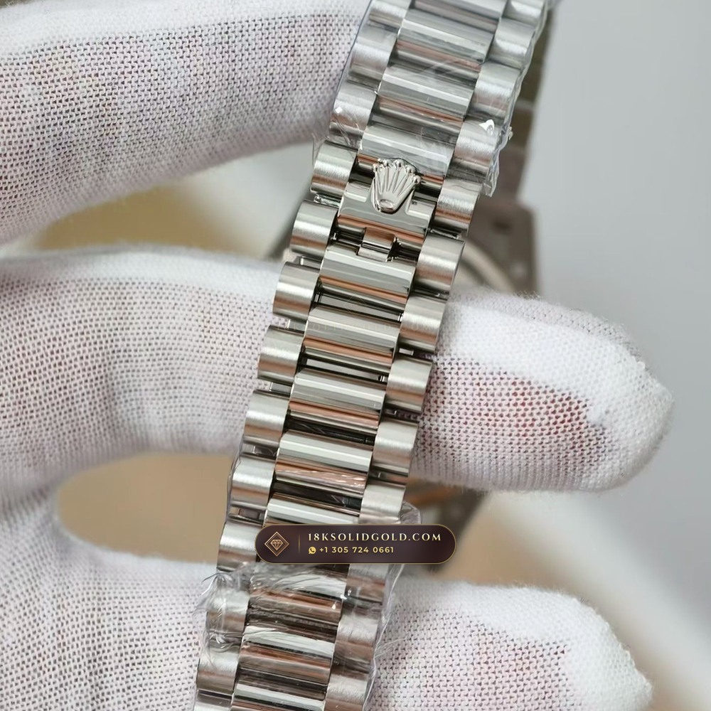 Rolex Day-Date 36 18K White Gold Reference 128239 — Hallmarked Edition — Studio Gallery Plate VII in 18K White Gold Au750 (183.4g Verified Mass, Rolex Manufacture Cal. 3255 - 70h Power Reserve)