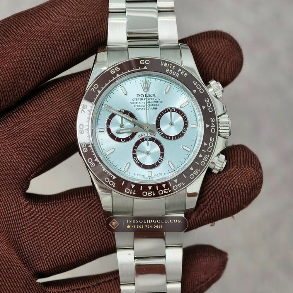 Rolex Cosmograph Daytona Platona Ice-Blue & Chestnut Cerachrom 950 Platinum Reference 126506 — Hallmarked Edition