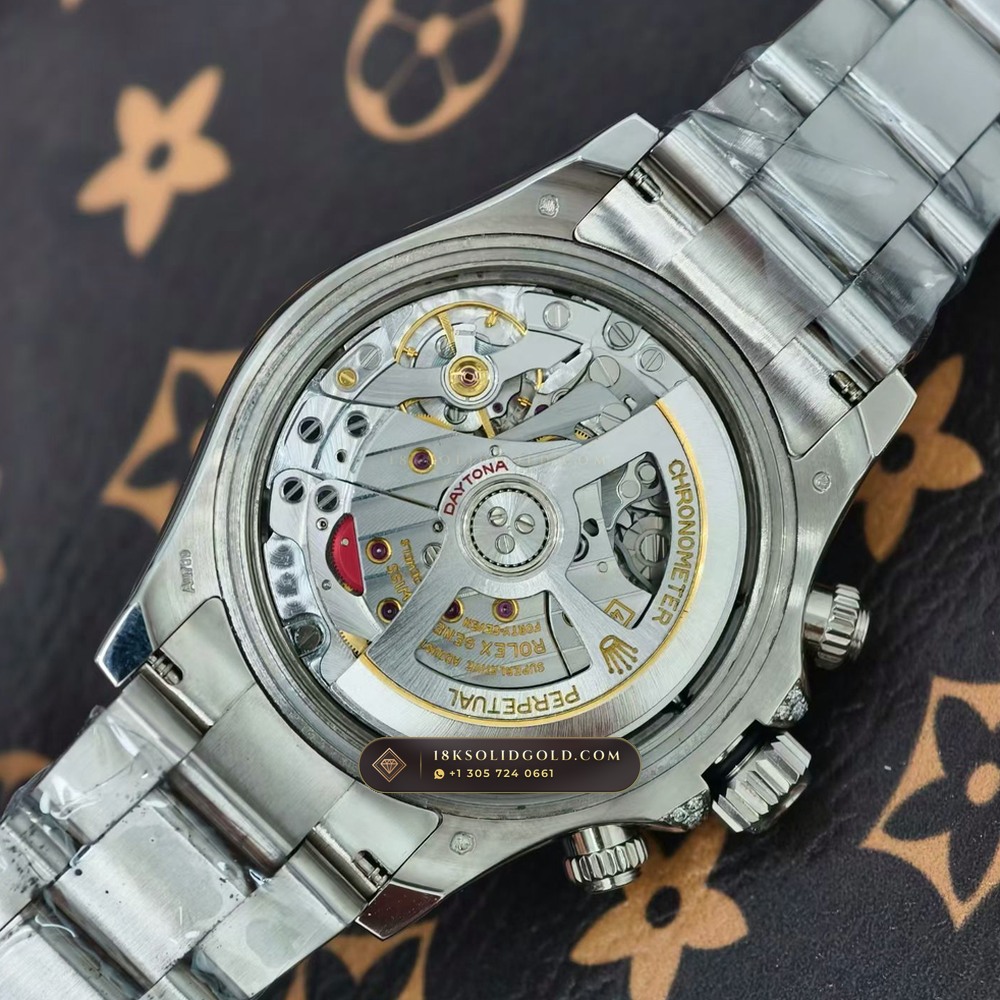 Rolex Cosmograph Daytona Off-Catalogue Blue Sapphire Bezel & Obsidian Dial 18K White Gold Reference 126599TSA — Hallmarked Edition — Studio Gallery Plate VIII in 18K White Gold Au750 (216.7g Verified Mass, Rolex Manufacture Cal. 4131 - 72h Power Reserve)