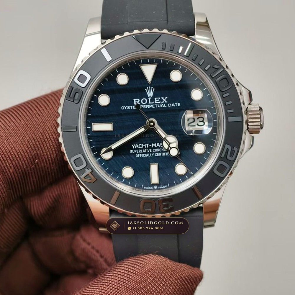 Rolex Yacht-Master 42 Natural Falcon Eye Stone Dial 18K White Gold Reference 226659 — Hallmarked Edition