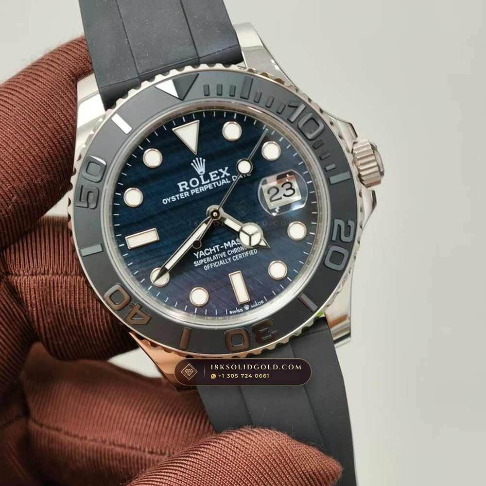 Rolex Yacht-Master 42 Natural Falcon Eye Stone Dial 18K White Gold Reference 226659 — Hallmarked Edition angle 2