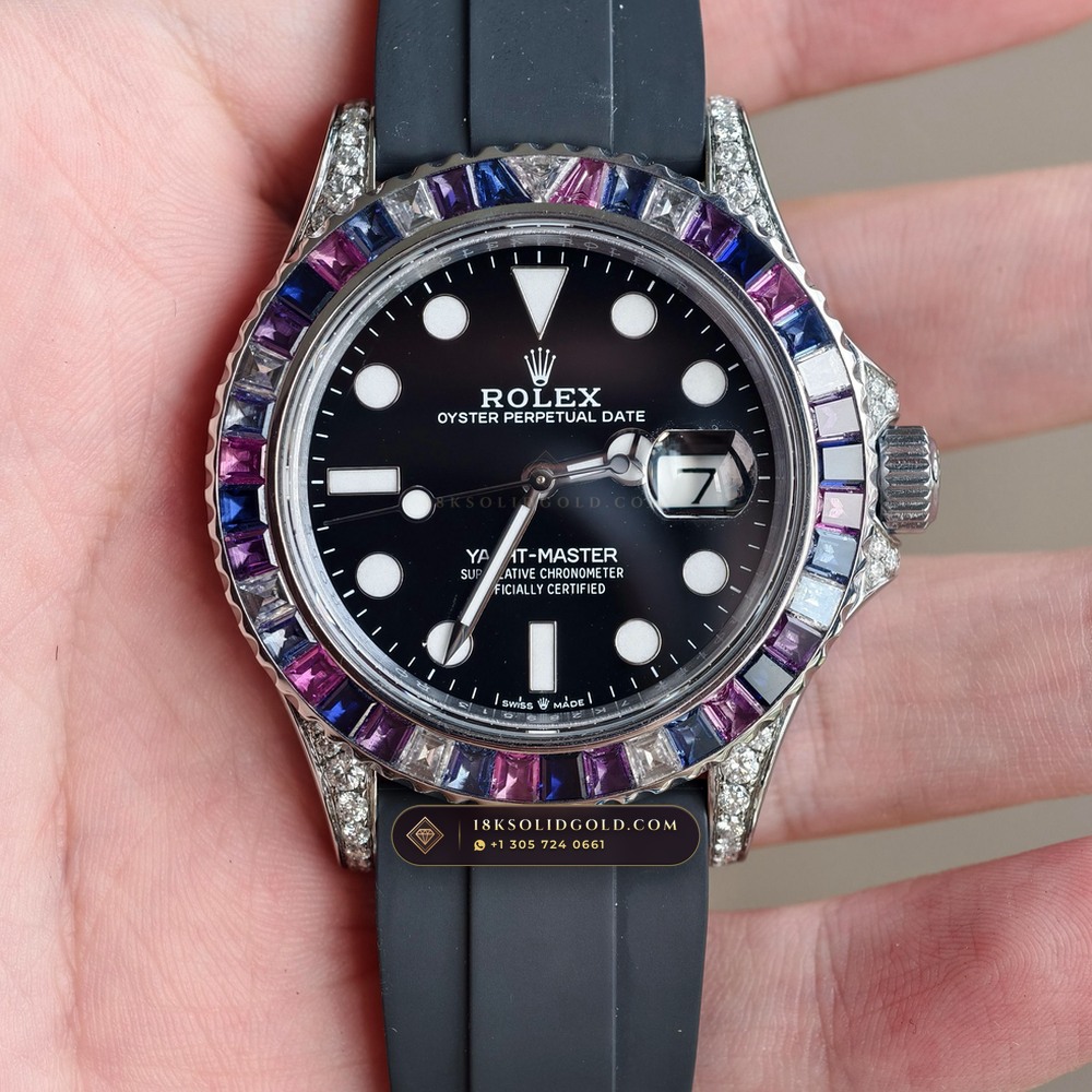 Rolex Yacht-Master 40 Cotton Candy Pink & Blue Sapphire Bezel 18K White Gold Reference 126679SABR — Hallmarked Edition