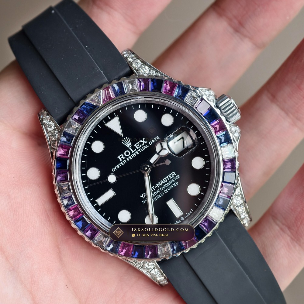 Rolex Yacht-Master 40 Cotton Candy Pink & Blue Sapphire Bezel 18K White Gold Reference 126679SABR — Hallmarked Edition angle 2