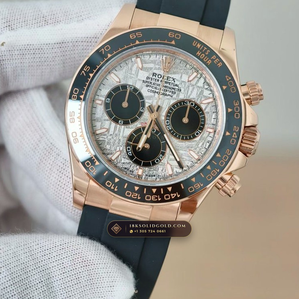 Rolex Cosmograph Daytona Gibeon Meteorite Dial & Oysterflex 18K Everose Gold Reference 126515LN — Hallmarked Edition angle 3