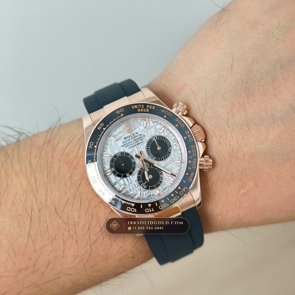 Rolex Cosmograph Daytona Gibeon Meteorite Dial & Oysterflex 18K Everose Gold Reference 126515LN — Hallmarked Edition — Studio Gallery Plate IX in 18K Rose Gold Au750 (160.8g Verified Mass, Rolex Manufacture Cal. 4131 - 72h Power Reserve)