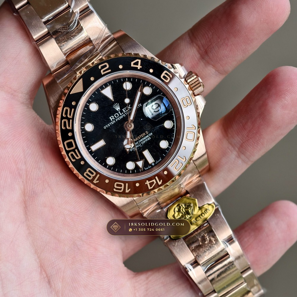 Rolex GMT-Master II 18K Everose Gold Reference 126715CHNR — Hallmarked Edition angle 2